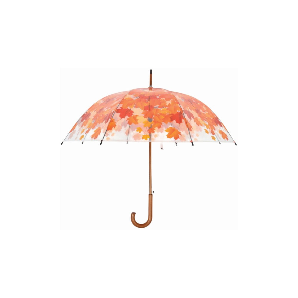 E-shop Transparentný tyčový dáždnik Esschert Design Ambiance Birdcage Fall Leaves, ⌀ 93 cm