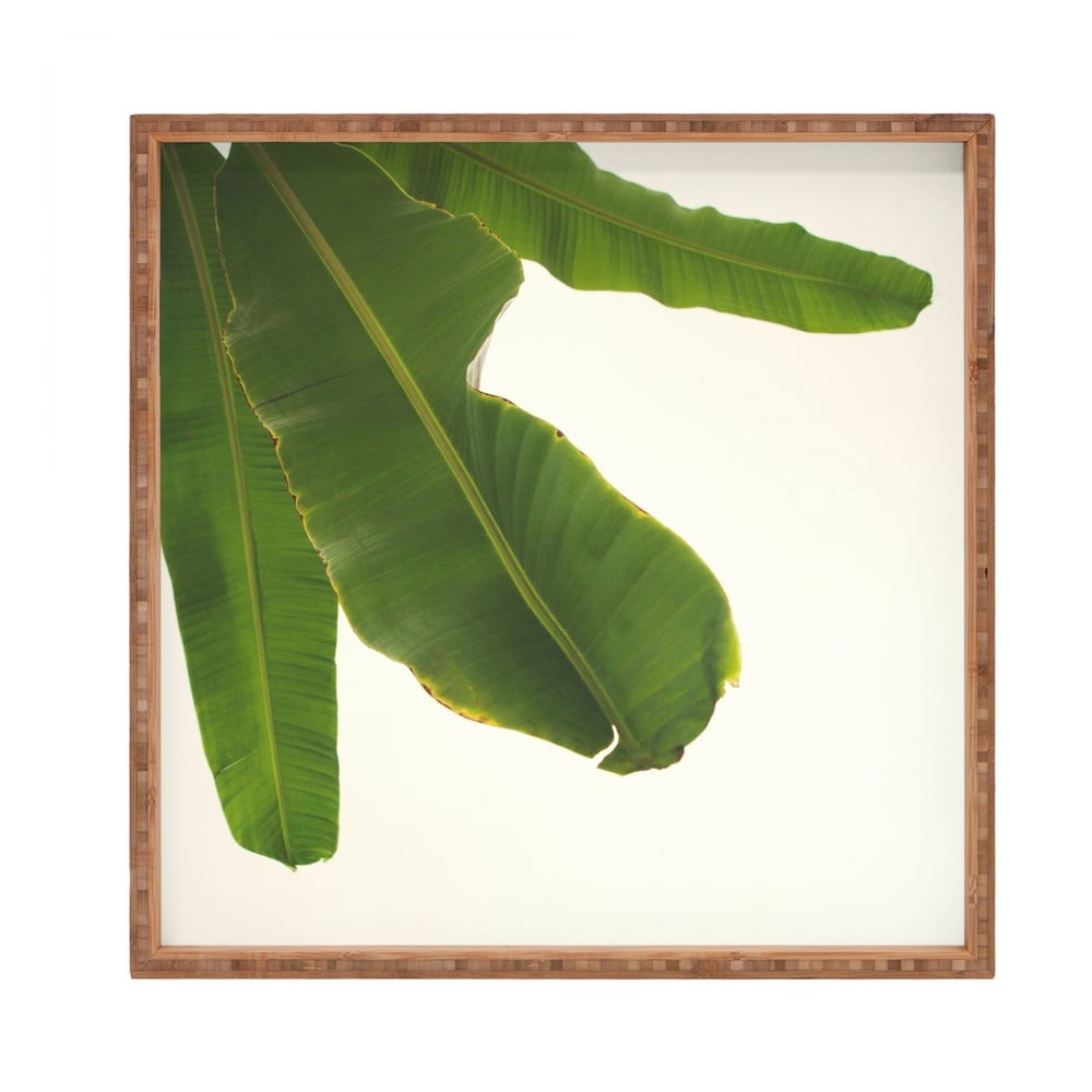 E-shop Drevený dekoratívny servírovací podnos Leaf, 40 × 40 cm