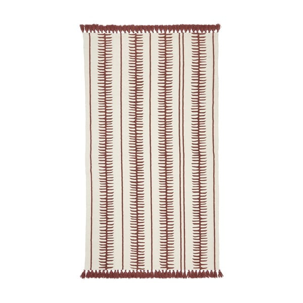 Béžovo-červený ručne tkaný bavlnený koberec Westwing Collection Rita, 70 x 140 cm