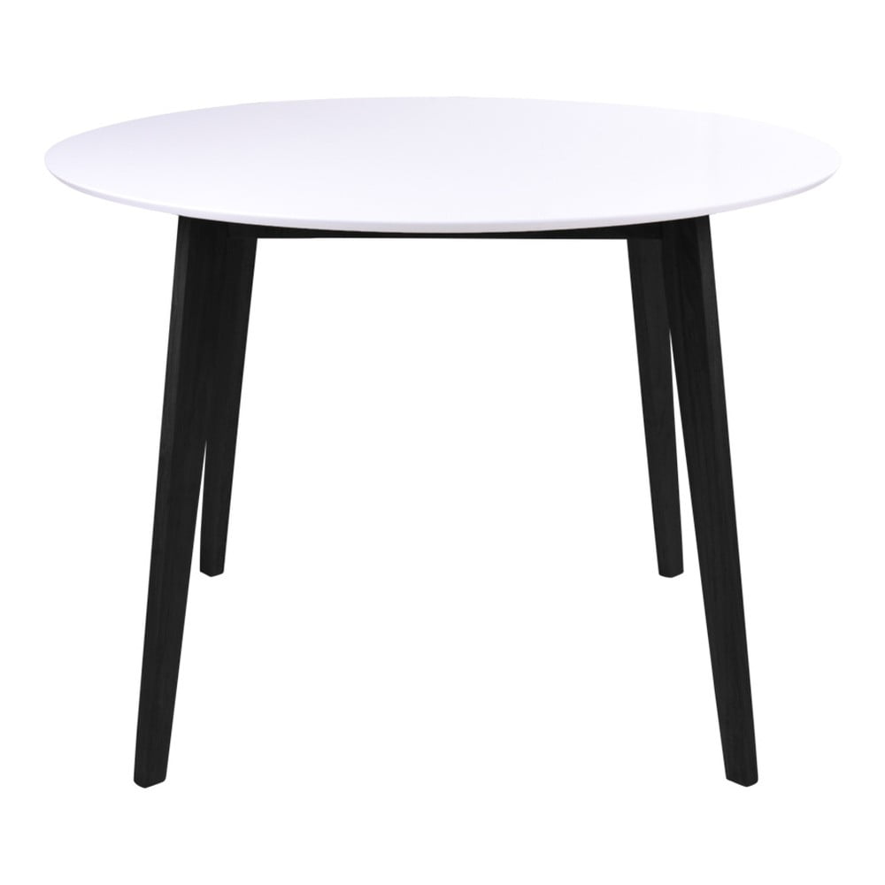 E-shop Jedálenský stôl s bielou doskou a čiernymi nohami z kaučukového dreva House Nordic Vojens, ⌀ 105 cm