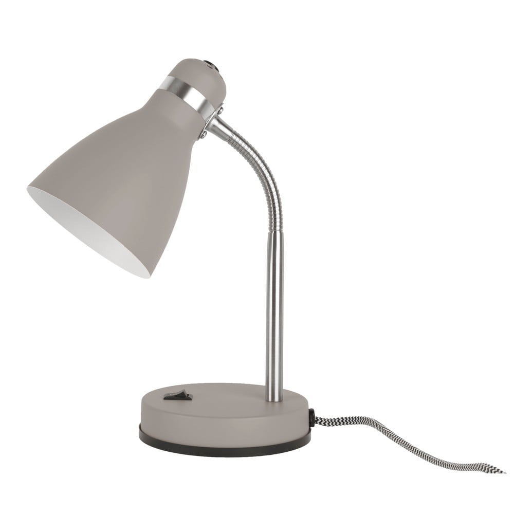 E-shop Sivá stolová lampa Leitmotiv Study, výška 30 cm