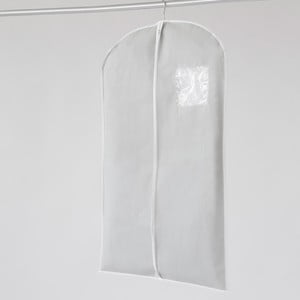 Biely závesný obal na šaty Compactor, dĺžka 100 cm