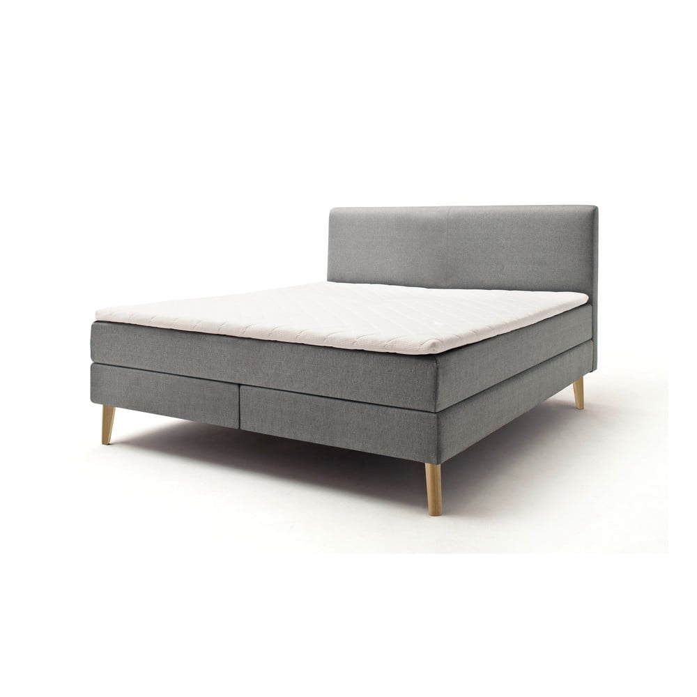 E-shop Sivohnedá čalúnená dvojlôžková posteľ s matracom Meise Möbel Greta, 180 x 200 cm