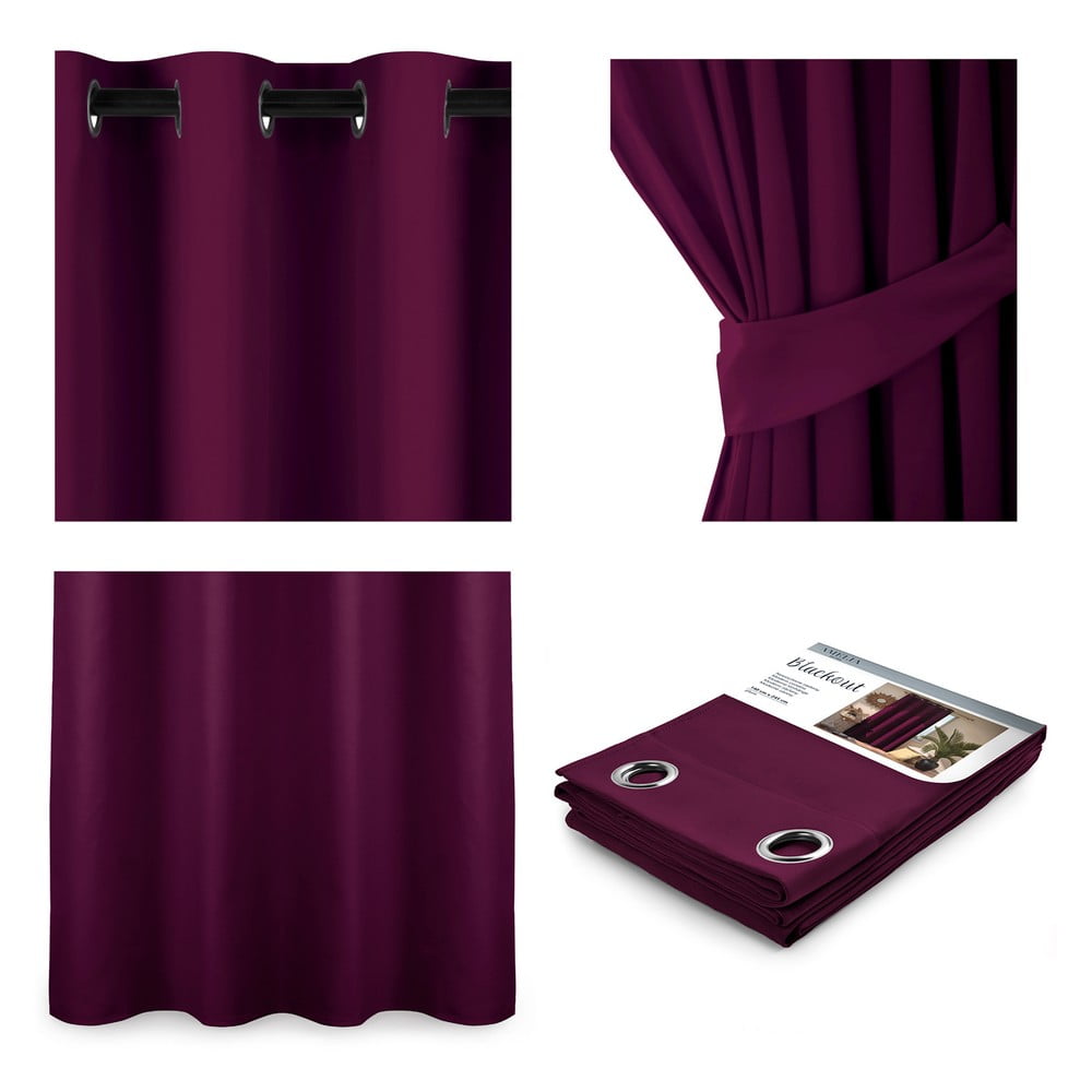 Obrázok Tmavofialový záves AmeliaHome Eyelets Plum, 140 x 245 cm