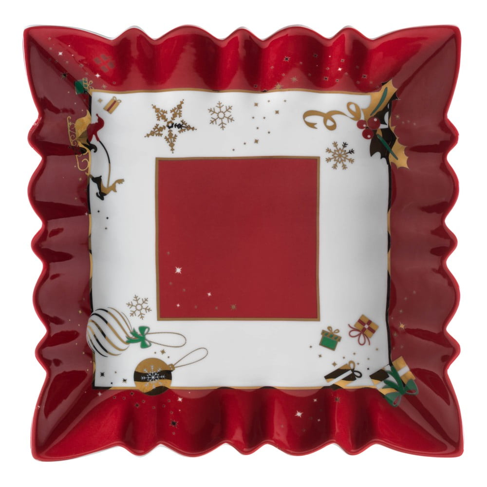 E-shop Porcelánový servírovací tanier s vianočným motívom Brandani Alleluia New Bone, dĺžka 23,5 cm