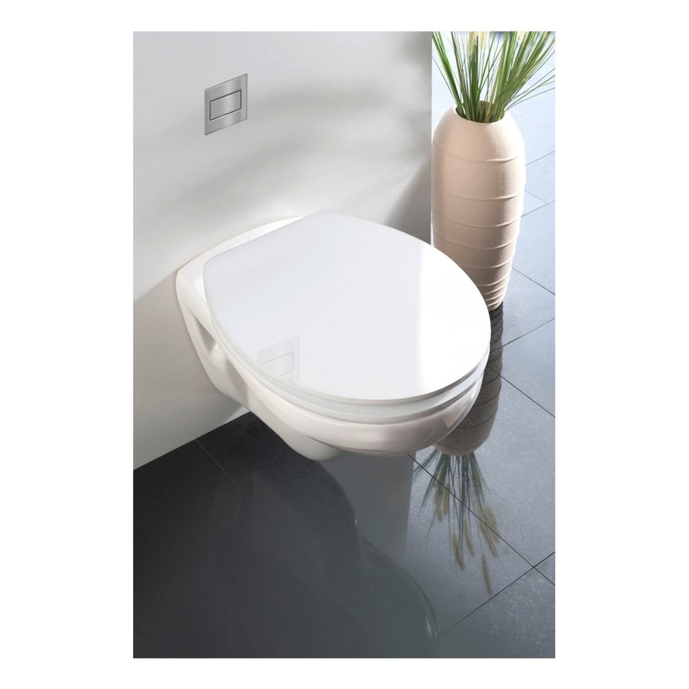 Obrázok Biele WC sedadlo s jednoduchým zatváraním Wenko Classic, 45 x 38,8 cm