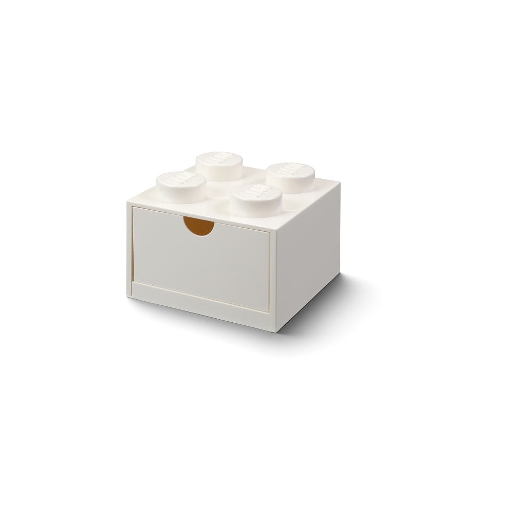 E-shop Biely stolový box so zásuvkou LEGO® Brick, 15,8 x 11,3 cm