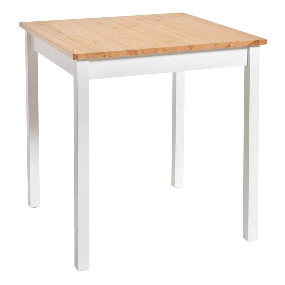 E-shop Jedálenský stôl z borovicového dreva s bielou konštrukciou Bonami Essentials Sydney, 70 x 70 cm