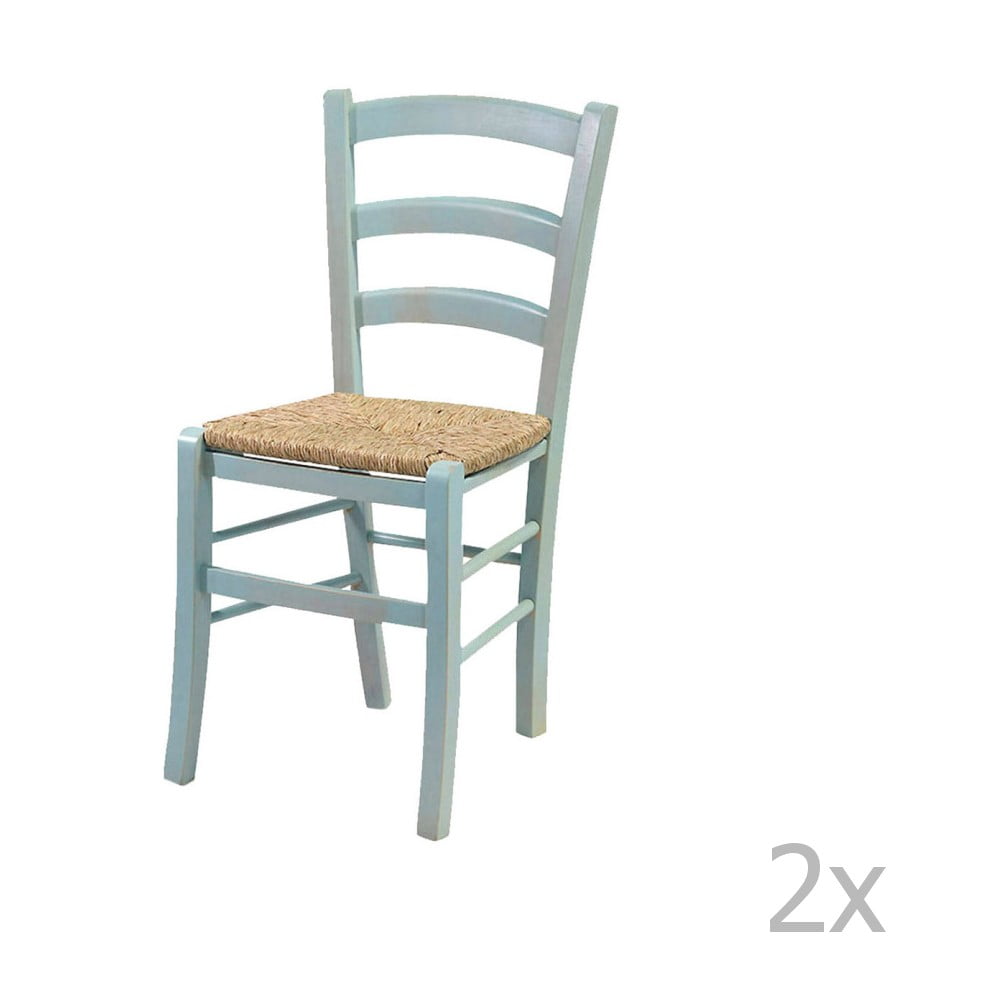Sada 2 modrých stoličiek z masívneho dreva Crido Consulting Straw