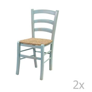 Sada 2 modrých stoličiek z masívneho dreva Crido Consulting Straw