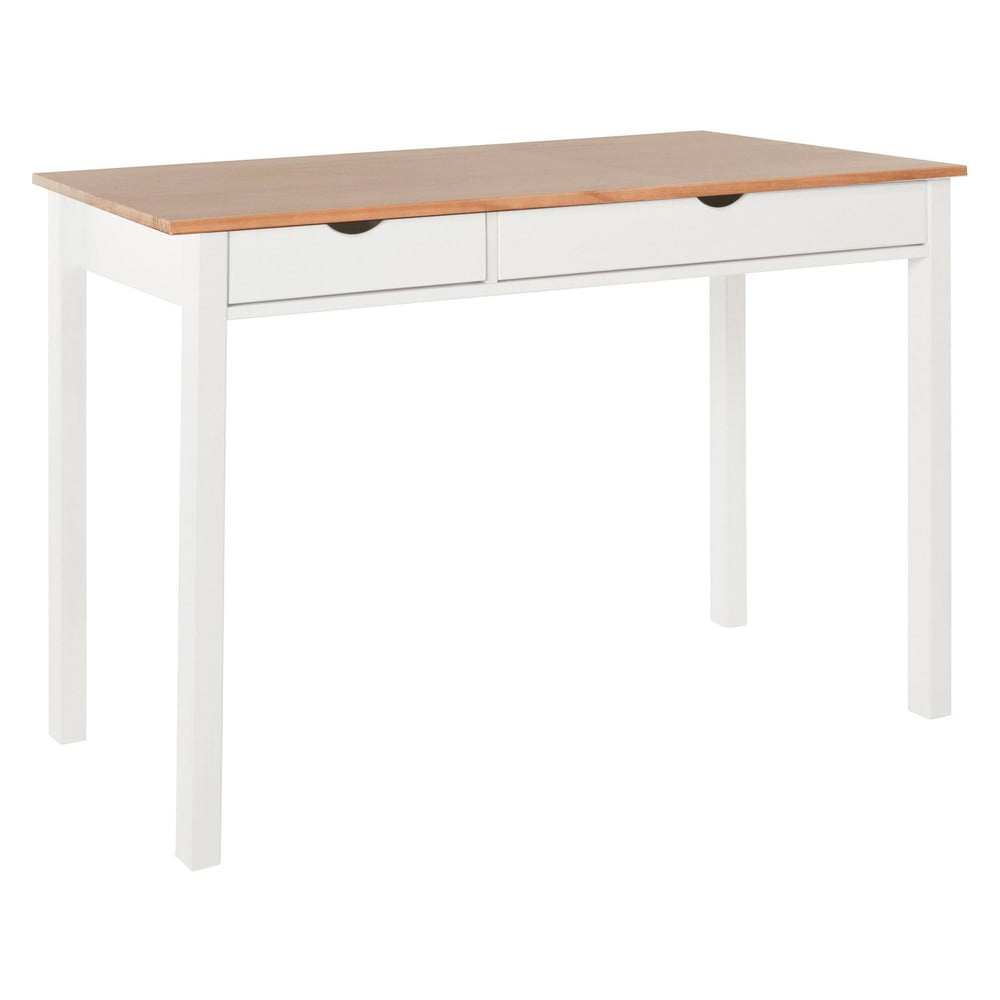 E-shop Bielo-hnedý pracovný stôl z borovicového dreva Støraa Gava, dĺžka 120 cm