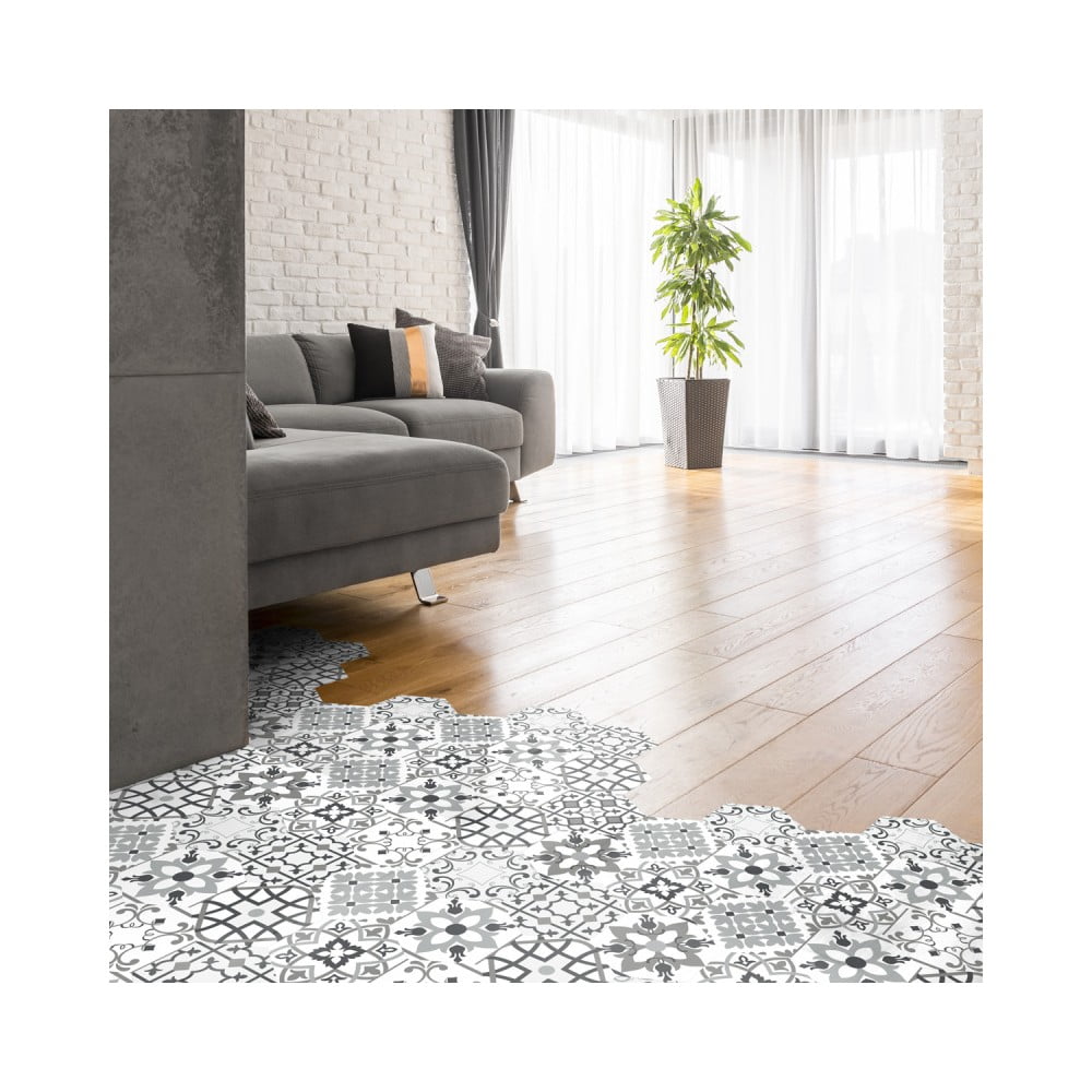 Obrázok Sada 10 samolepiek na podlahu Ambiance Floor Tiles Hexagons Francia, 40 × 90 cm