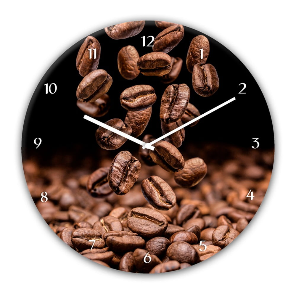 E-shop Nástenné hodiny Styler Glassclock Coffee Seeds, ⌀ 30 cm