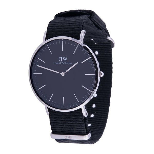 Unisex hodinky s čiernym remienkom Daniel Cornwall Silver, ⌀ 40 mm