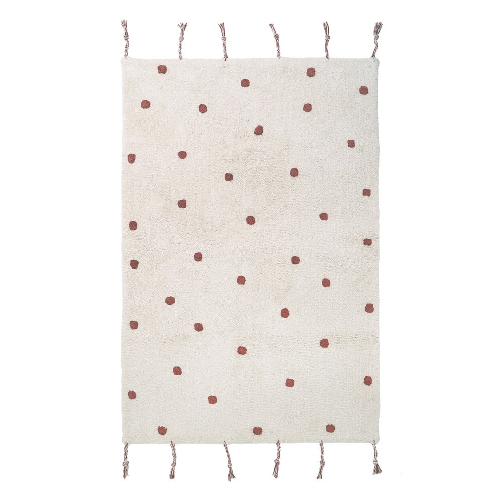 E-shop Béžovo-červený ručne vyrobený koberec z bavlny Nattiot Numi, 100 x 150 cm