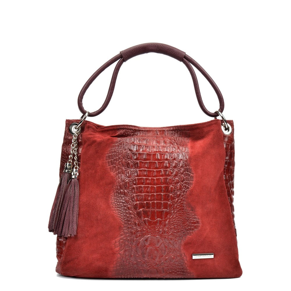 E-shop Červená kožená kabelka Luisa Vannini Marsala