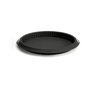 Čierna silikónová forma s dierkami na quiche Lékué, ⌀ 28 cm