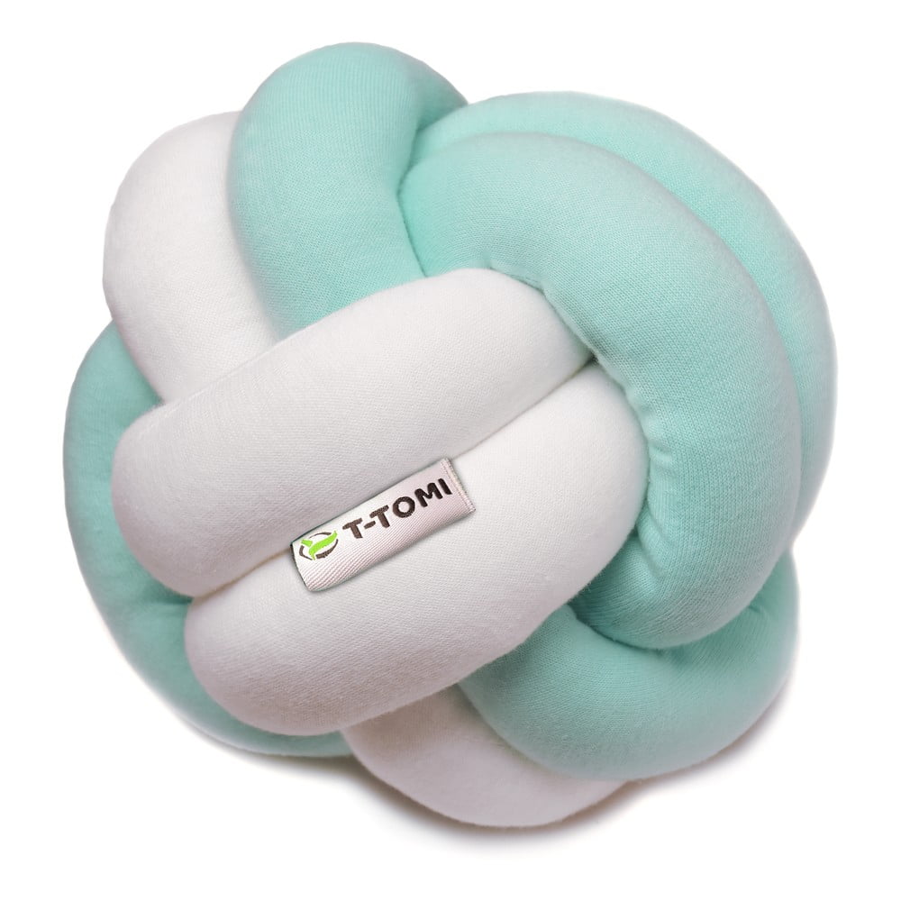 E-shop Zeleno-biela bavlnená pletená lopta T-TOMI, ø 20 cm