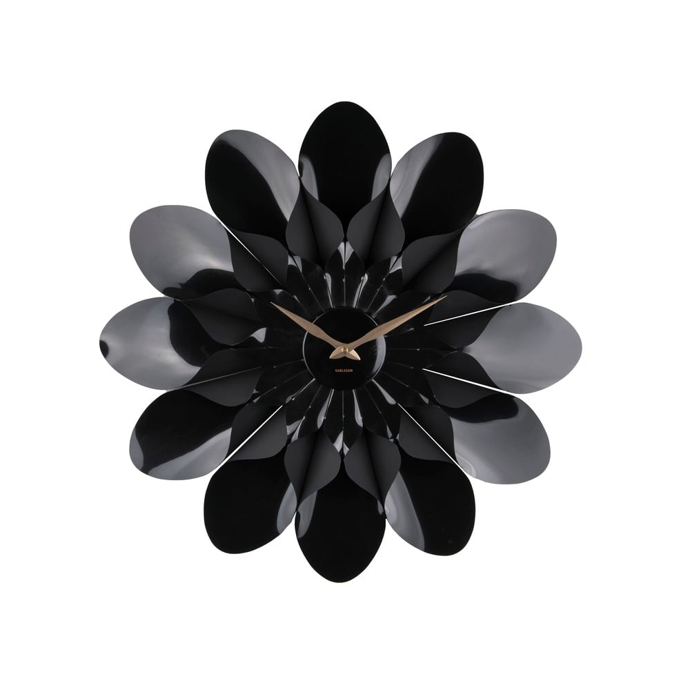 E-shop Čierne nástenné hodiny Karlsson Flower, ø 60 cm