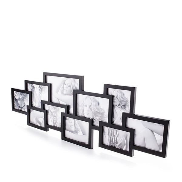 Čierny nástenný fotorámik na 10 fotografií Tomasucci Collage