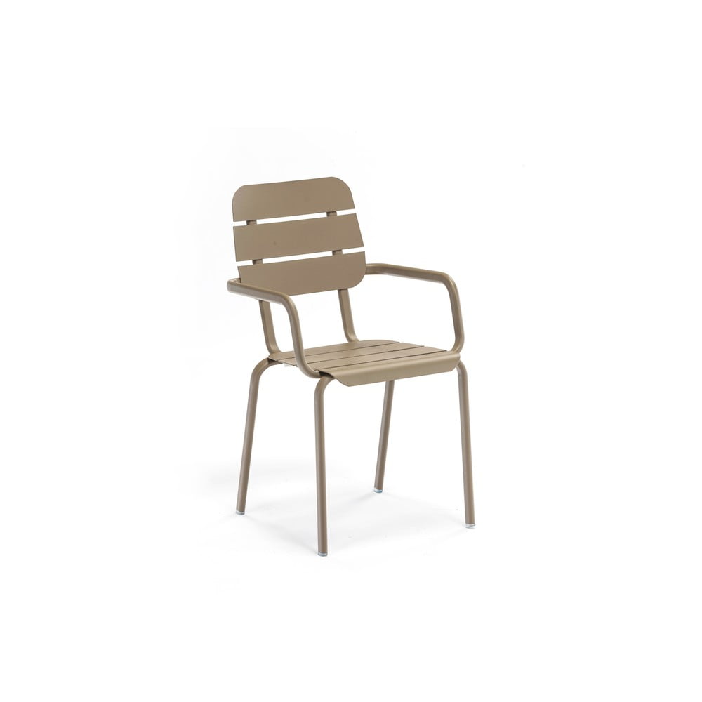 E-shop Súprava 4 hnedých kovových stoličiek s podrúčkami Ezeis Alicante