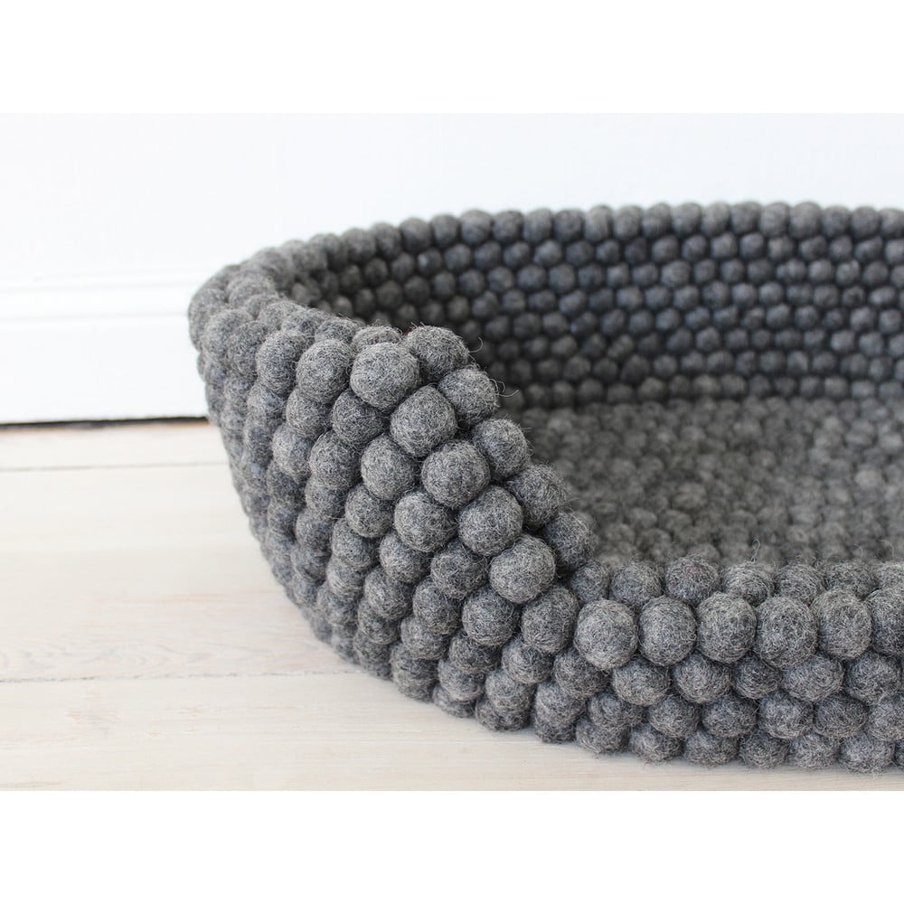 Obrázok Antracitovosivý guľôčkový vlnený pelech pre domáce zvieratá Wooldot Ball Pet Basket, 80 x 60 cm