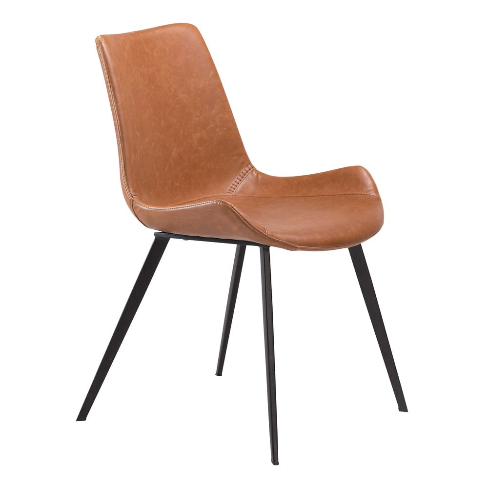 E-shop Hnedá jedálenská stolička z imitácie kože DAN–FORM Denmark Hype