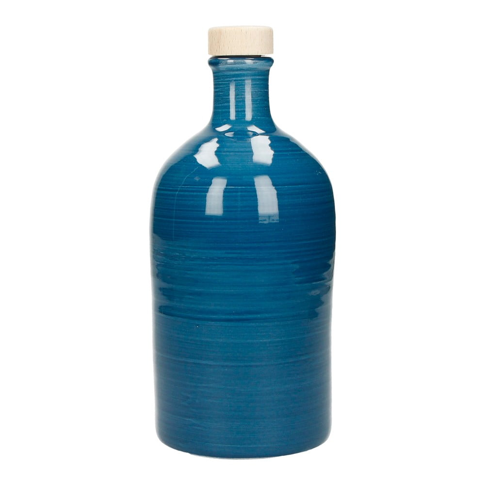 Modrá keramická fľaša na olej Brandani Maiolica, 500 ml