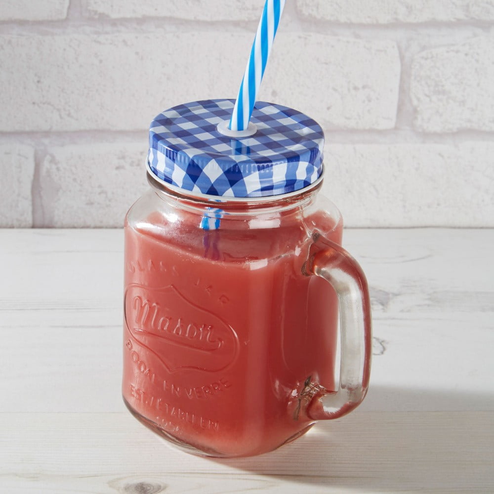 Obrázok Pohár s modrým viečkom a slamkou Premier Housewares, 450 ml