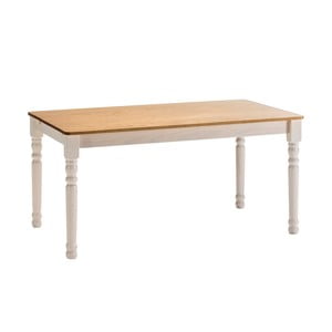 Biely jedálenský stôl z masívneho borovicového dreva Marckeric Iryna, 150 x 85 cm