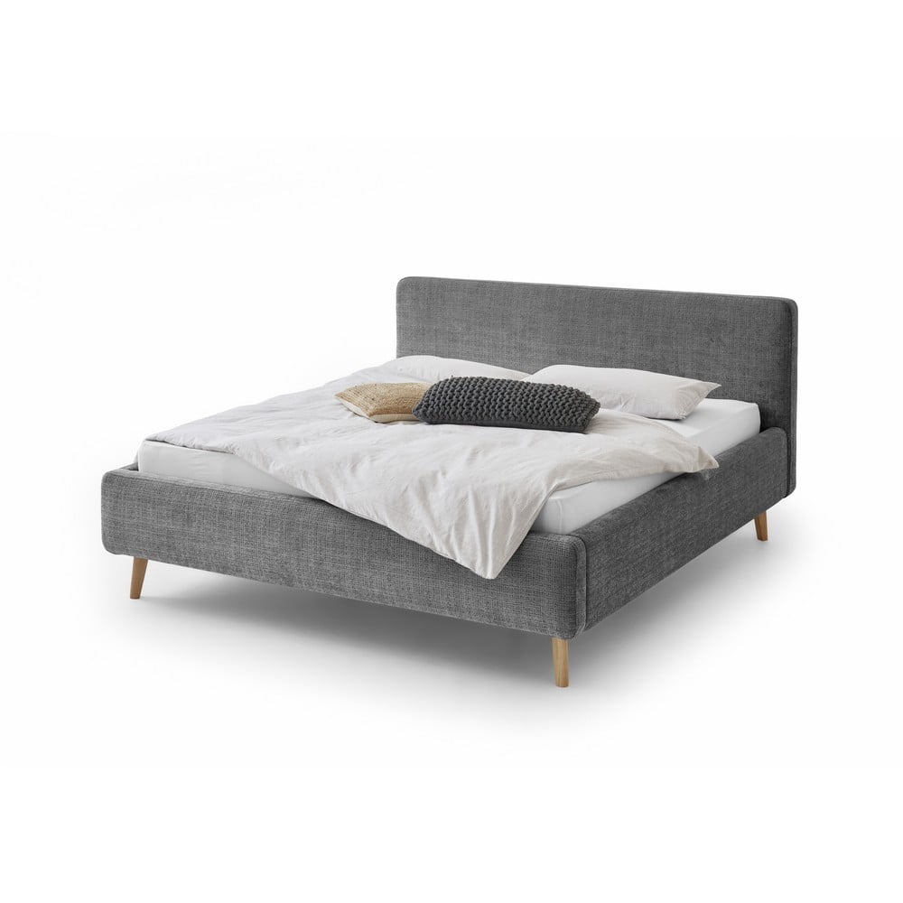 E-shop Tmavosivá čalúnená dvojlôžková posteľ s úložným priestorom s roštom 160x200 cm Mattis - Meise Möbel
