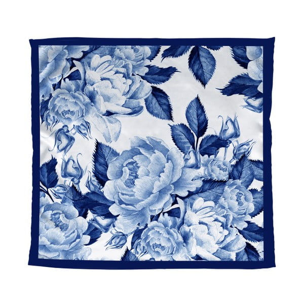 Modrá šatka Madre Selva Blue Flowers, 55 × 55 cm