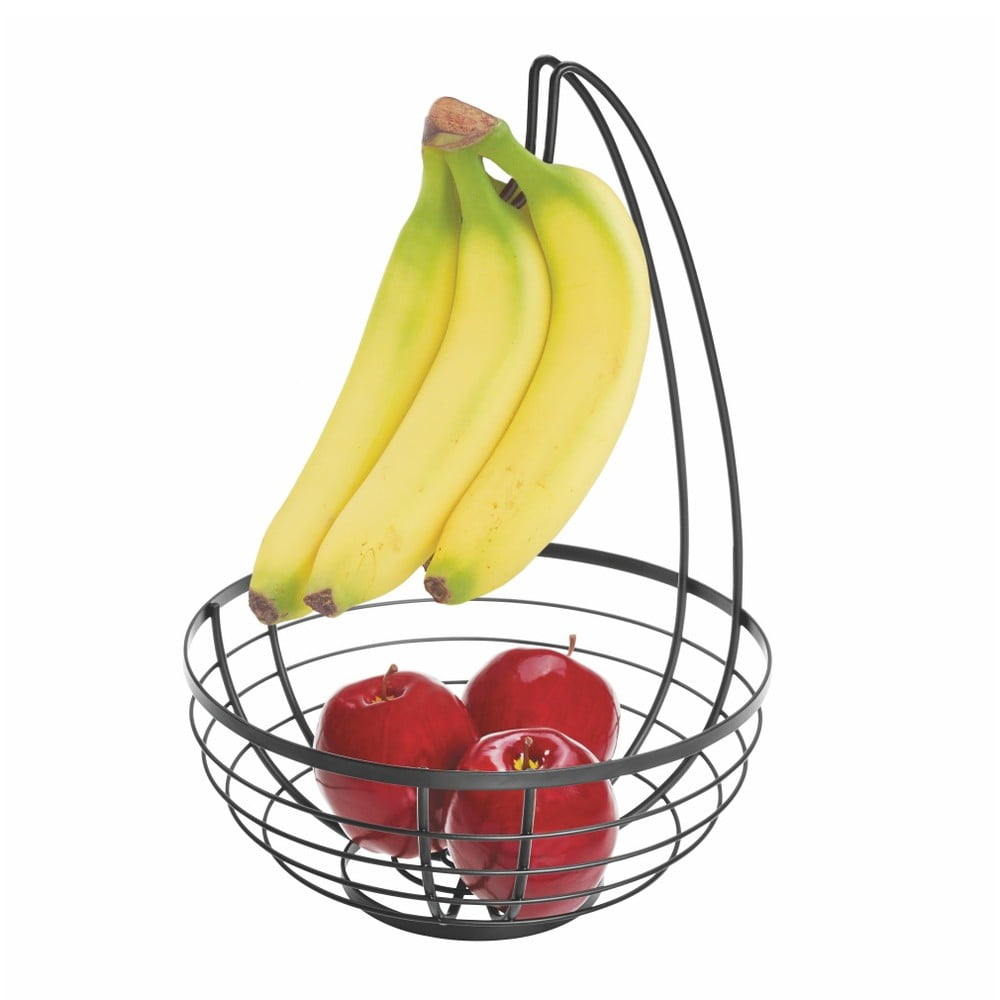 E-shop Čierny košík na ovocie s háčikom iDesign Austin, ø 27,31 cm