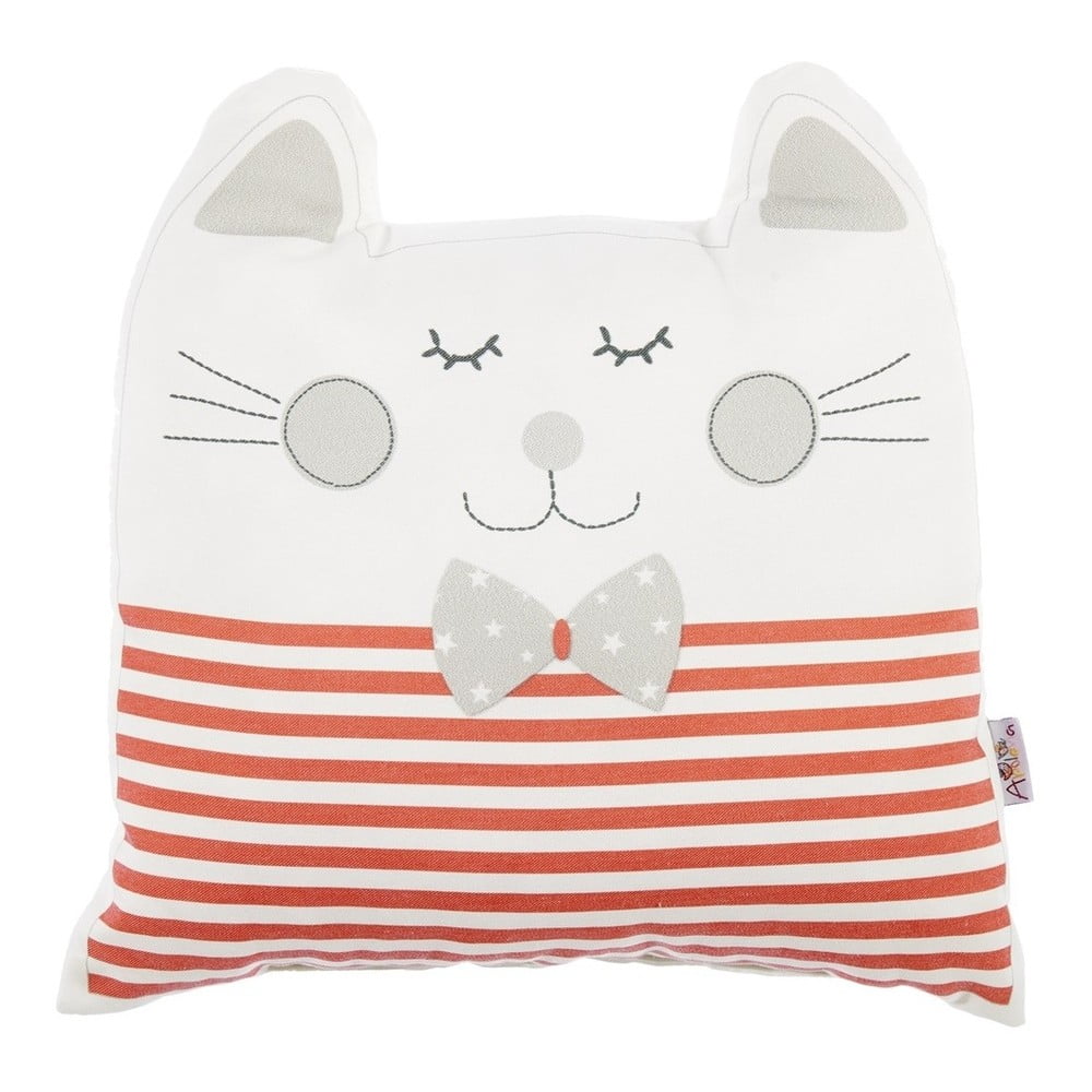 E-shop Červený detský vankúšik s prímesou bavlny Mike & Co. NEW YORK Pillow Toy Big Cat, 29 x 29 cm