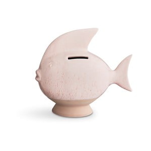 Ružová kameninová kasička Kähler Design Moneybank Fish
