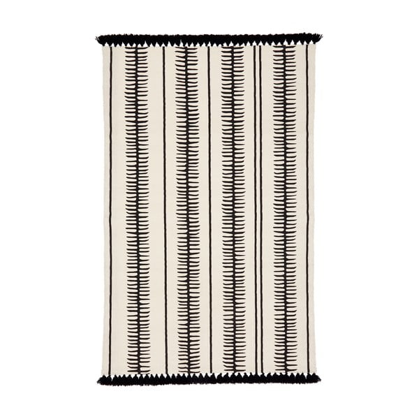 Béžovo-čierny ručne tkaný bavlnený koberec Westwing Collection Rita, 50 x 80 cm