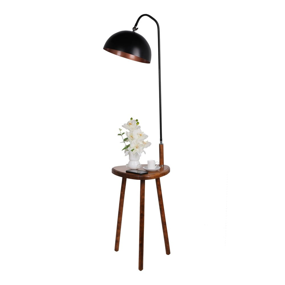 E-shop Čierna stojacia lampa s odkladacím stolíkom Opviq lights