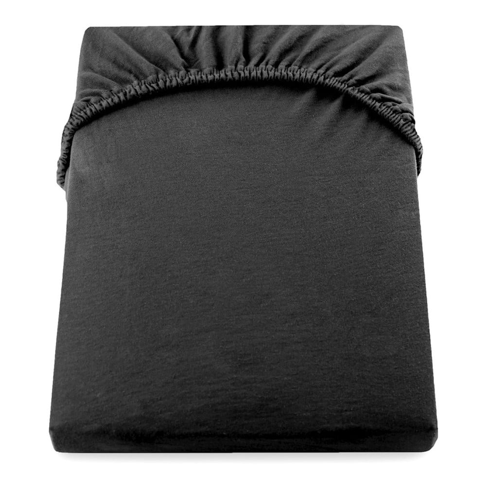 E-shop Čierna elastická plachta DecoKing Nephrite, 180/200 x 200 cm