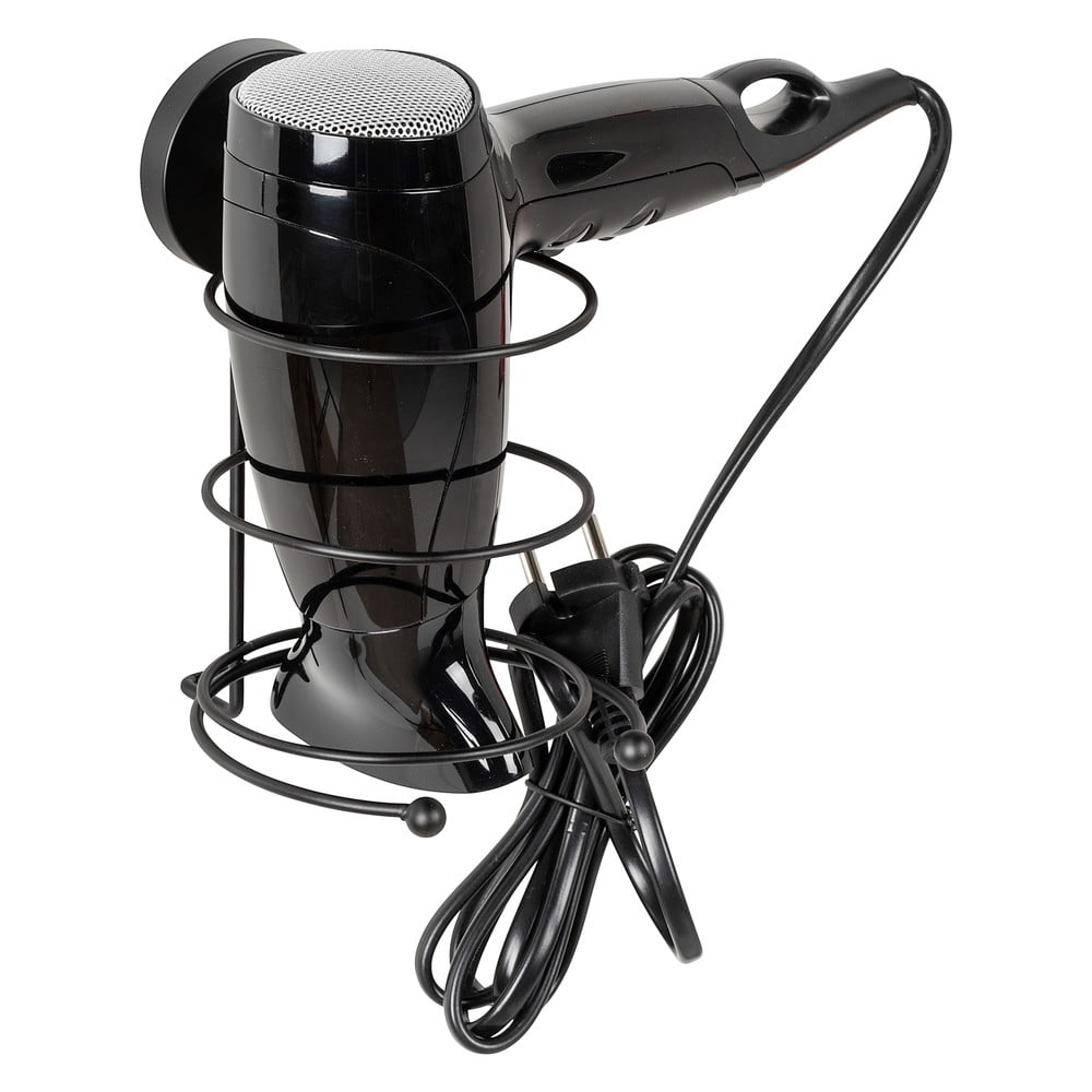 E-shop Čierny nástenný držiak na fén Wenko Vacuum-Loc® Milazzo
