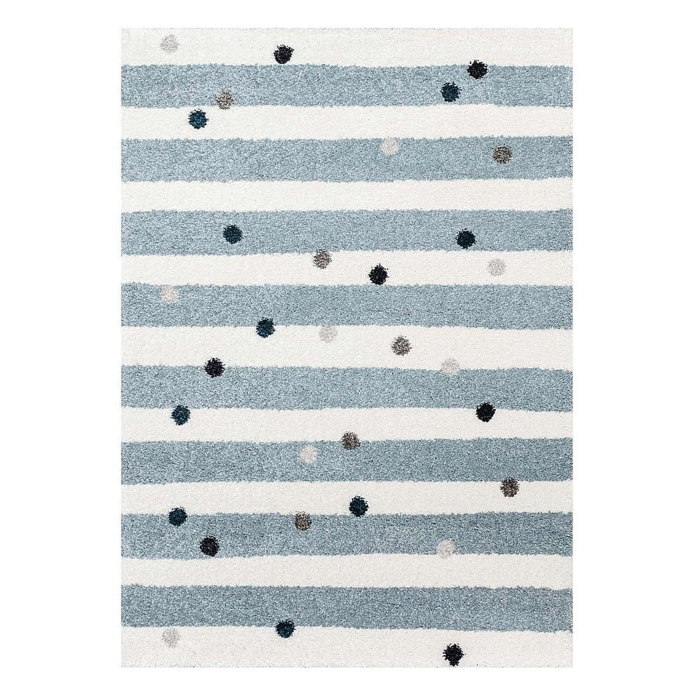 E-shop Bielo-modrý antialergénny detský koberec 170x120 cm Stripes nad Dots - Yellow Tipi