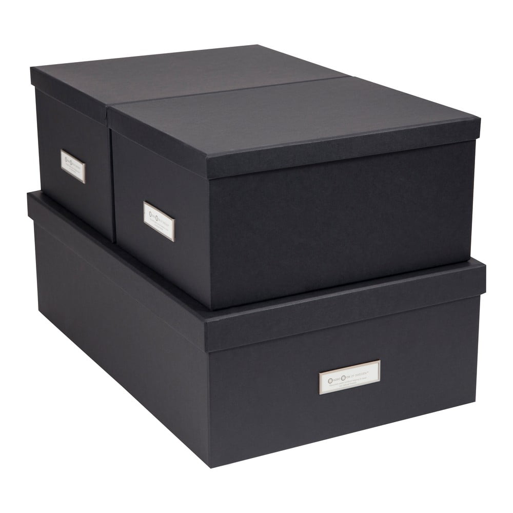 E-shop Súprava 3 tmavosivých úložných škatúľ Bigso Box of Sweden Inge