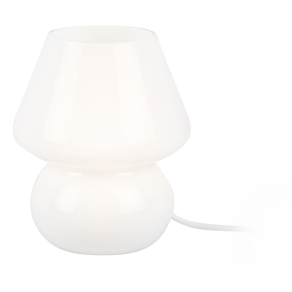 E-shop Biela sklenená stolová lampa Leitmotiv Glass, výška 18 cm
