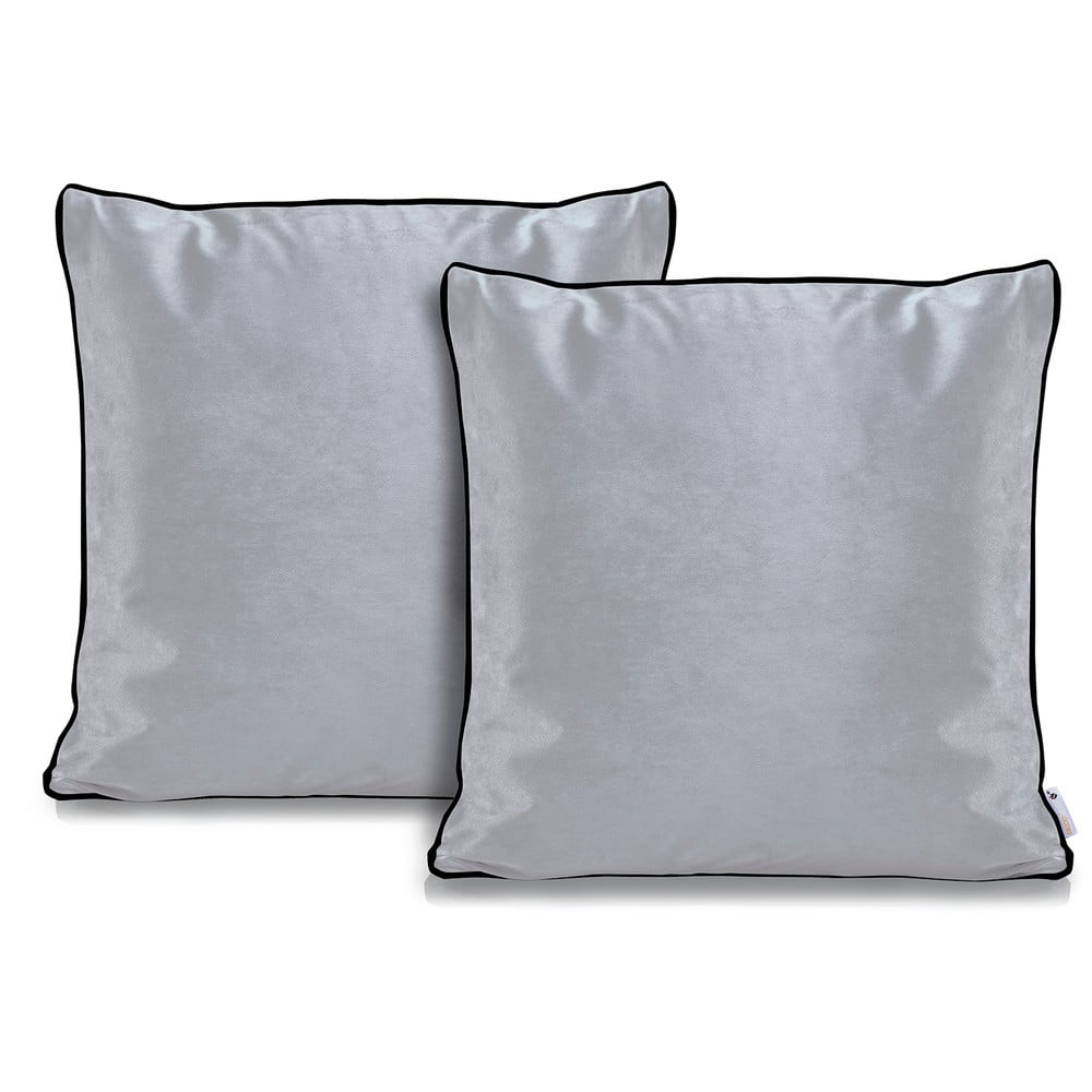 Obrázok Sada 2 sivých obliečok na vankúše DecoKing Rimavelvet Silver, 45 × 45 cm