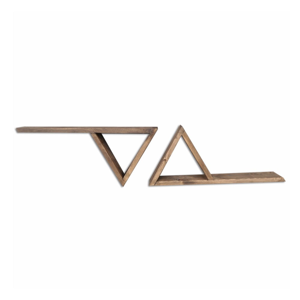 E-shop Sada 2 drevených nástenných políc Triangles