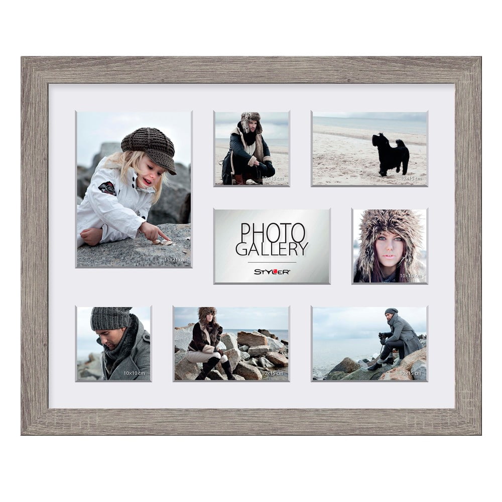 E-shop Hnedý rámček na 8 fotografií Styler Narvik, 51 × 41 cm