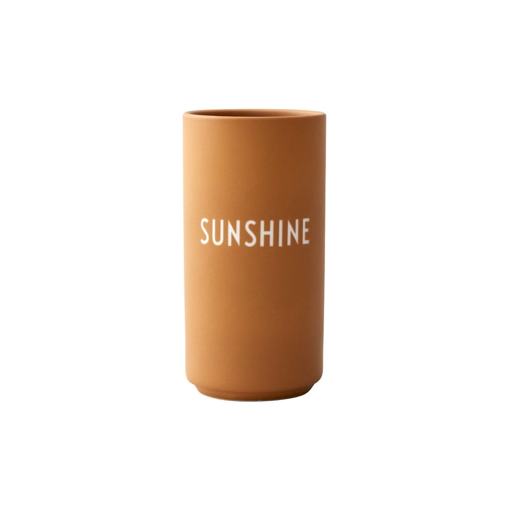 E-shop Horčicovožltá porcelánová váza Design Letters Sunshine, výška 11 cm
