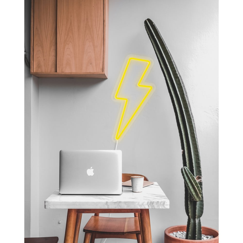 E-shop Žltá nástenná svietiaca dekorácia Candy Shock Bolt, 40 x 20 cm
