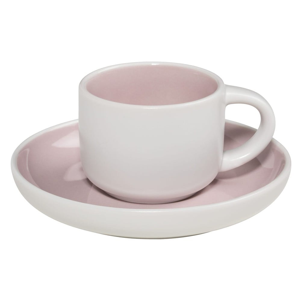 E-shop Ružovo-biely hrnček na espresso s tanierikom Maxwell & Williams Tint, 100 ml