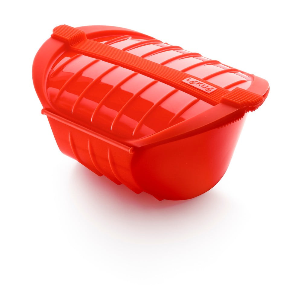 E-shop Červená silikónová nádoba na varenie v pare Lékué Deep Steam Case L