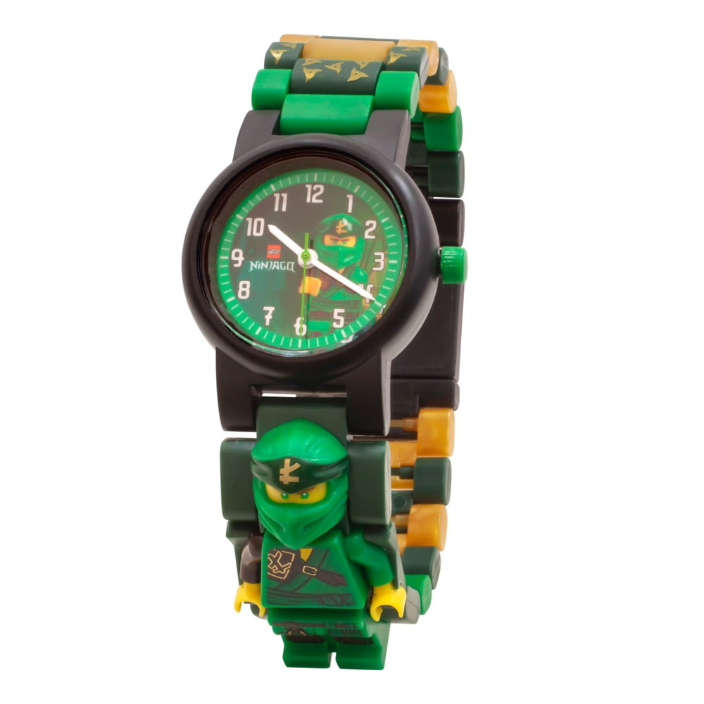 E-shop Zelené náramkové hodinky so skladacím remienkom a minifigúrkou LEGO® NINJAGO Lloyd